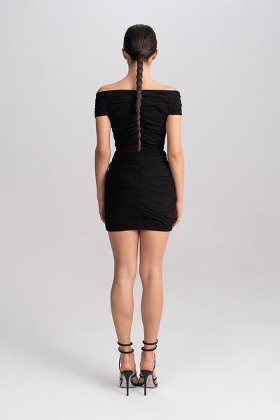 ‘Solange’ Off-The-Shoulder Ruched Mini Dress